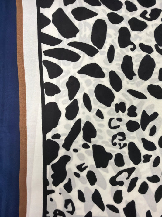 Animal Print Scarf - Navy