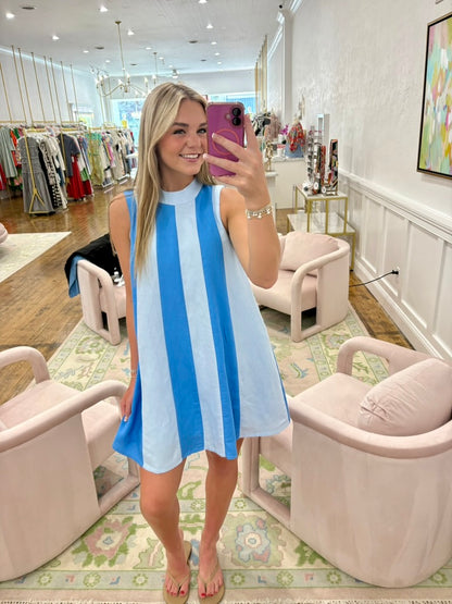 Sleeveless Colorblock Dress - Blue