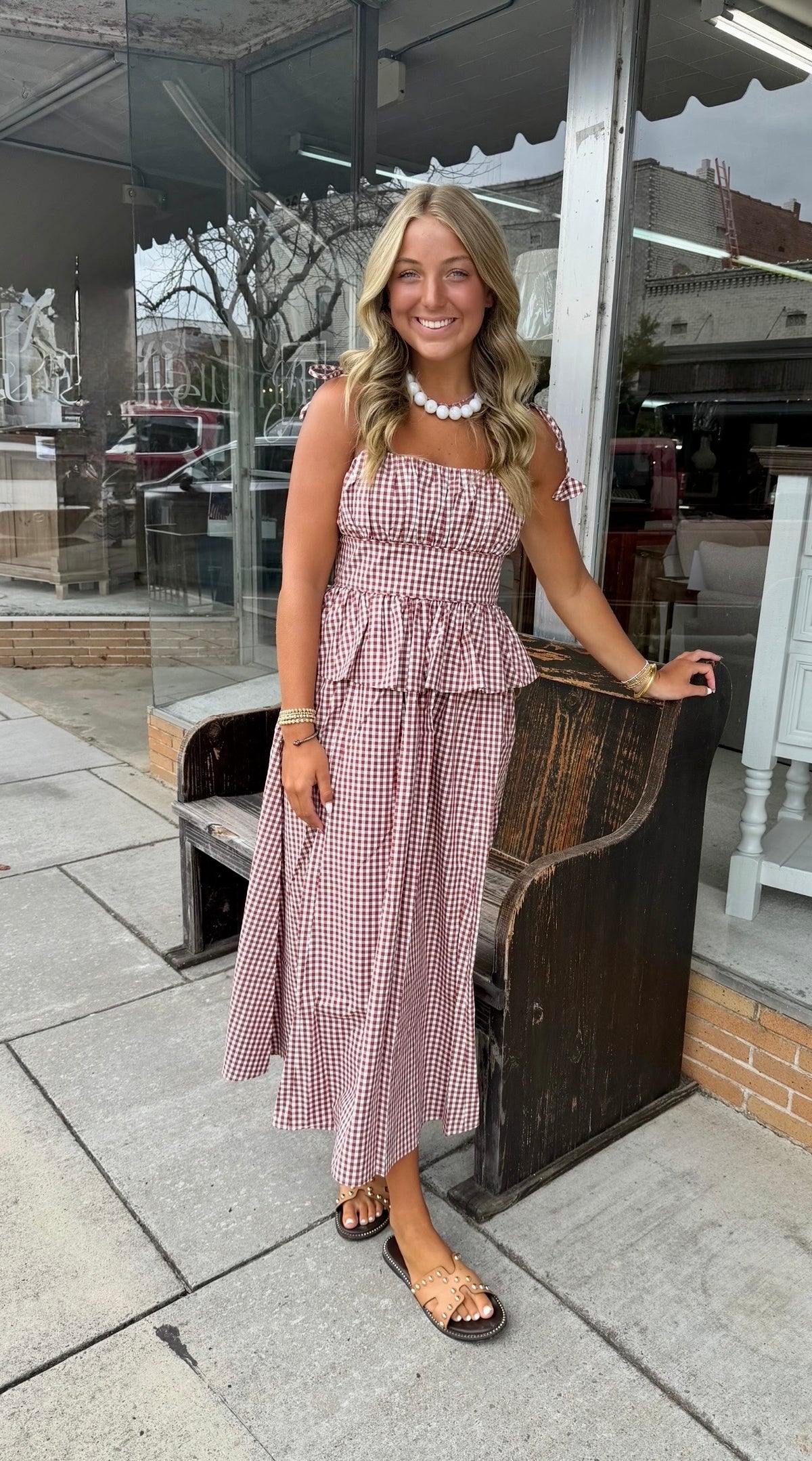 Betsy Dress - Costwold Check Rust
