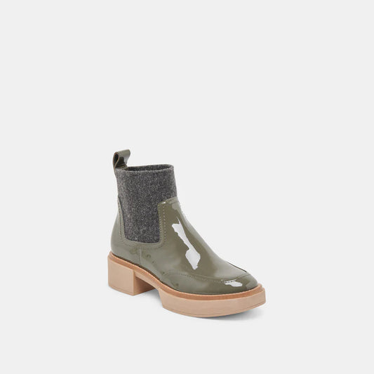 Dolce Vita Saline H2O Booties - Dark Olive Patent