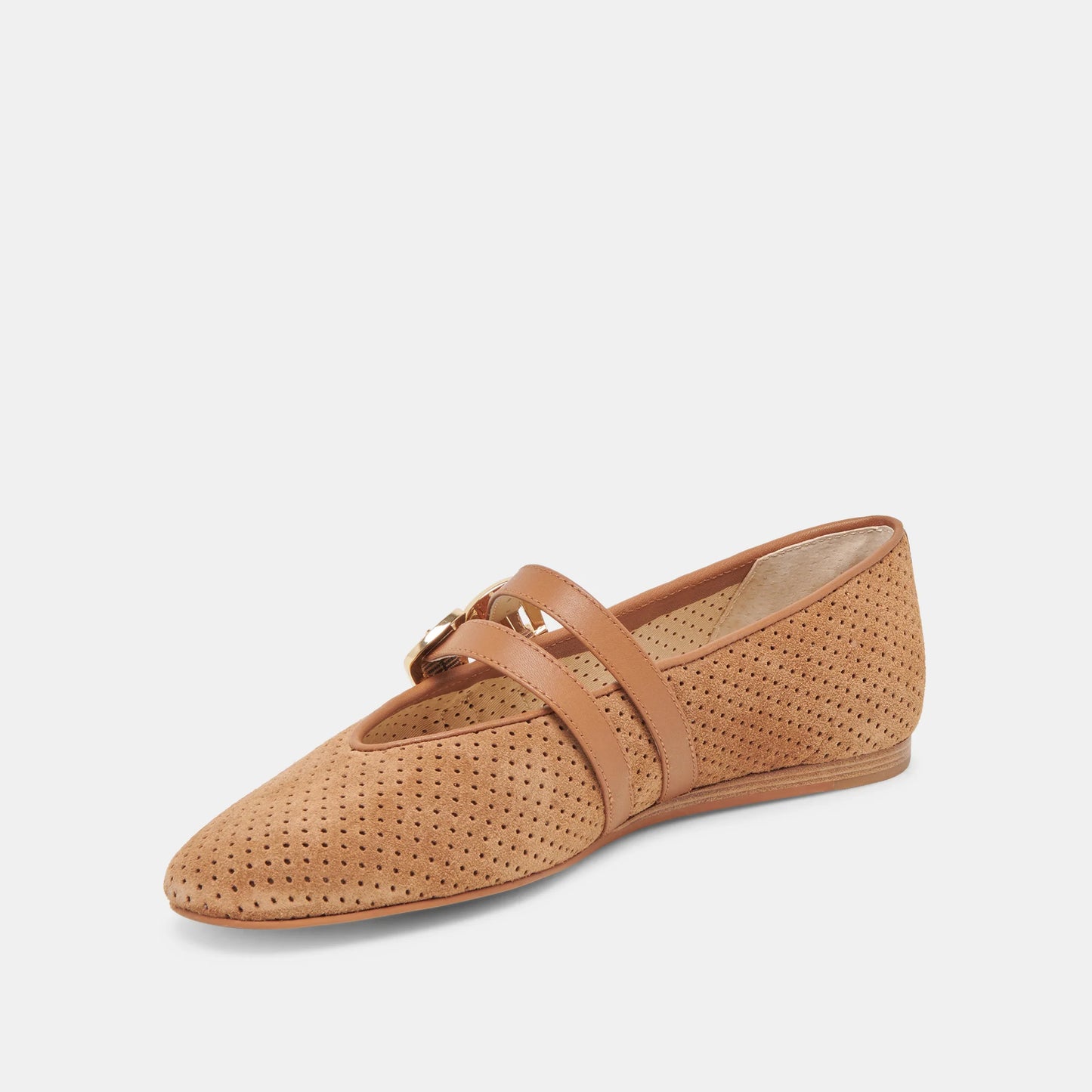 Dolce Vita Baylee Ballet Flats- Pecan Perforated Suede