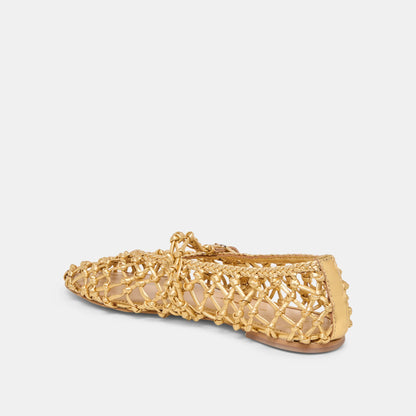 Clair Ballet Flats - Gold Woven Leather