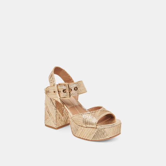 Dolce Vita Bobby Deco Heels - Gold Woven Stella