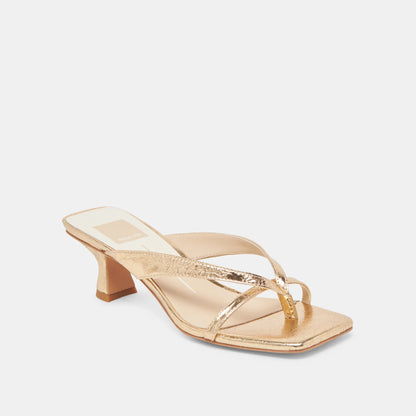 Brevel Heels - Gold Distressed Leather