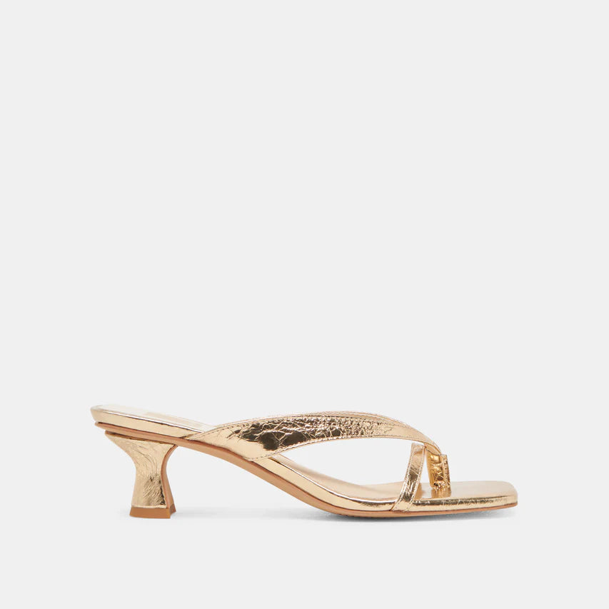 Brevel Heels - Gold Distressed Leather