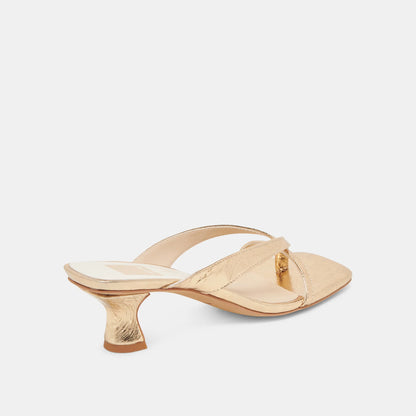 Brevel Heels - Gold Distressed Leather