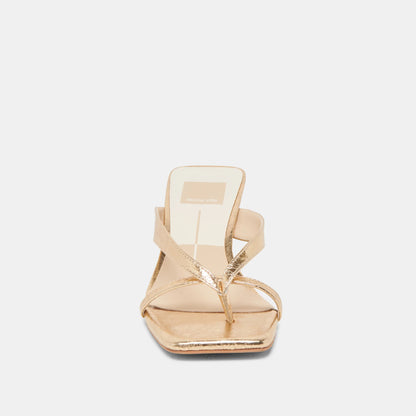 Brevel Heels - Gold Distressed Leather