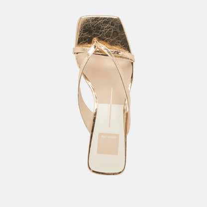 Brevel Heels - Gold Distressed Leather