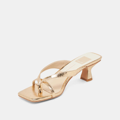 Brevel Heels - Gold Distressed Leather