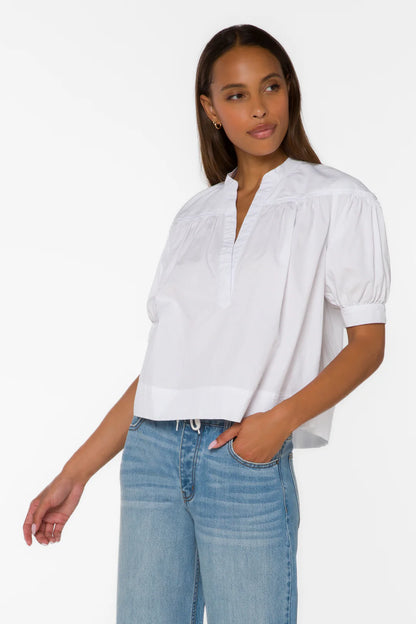 Dory Puff Sleeve Top - Optic White