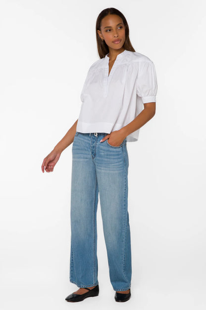 Dory Puff Sleeve Top - Optic White
