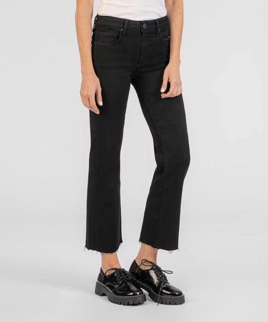 Kelsey Mid Rise Ankle Flare Jean - Black