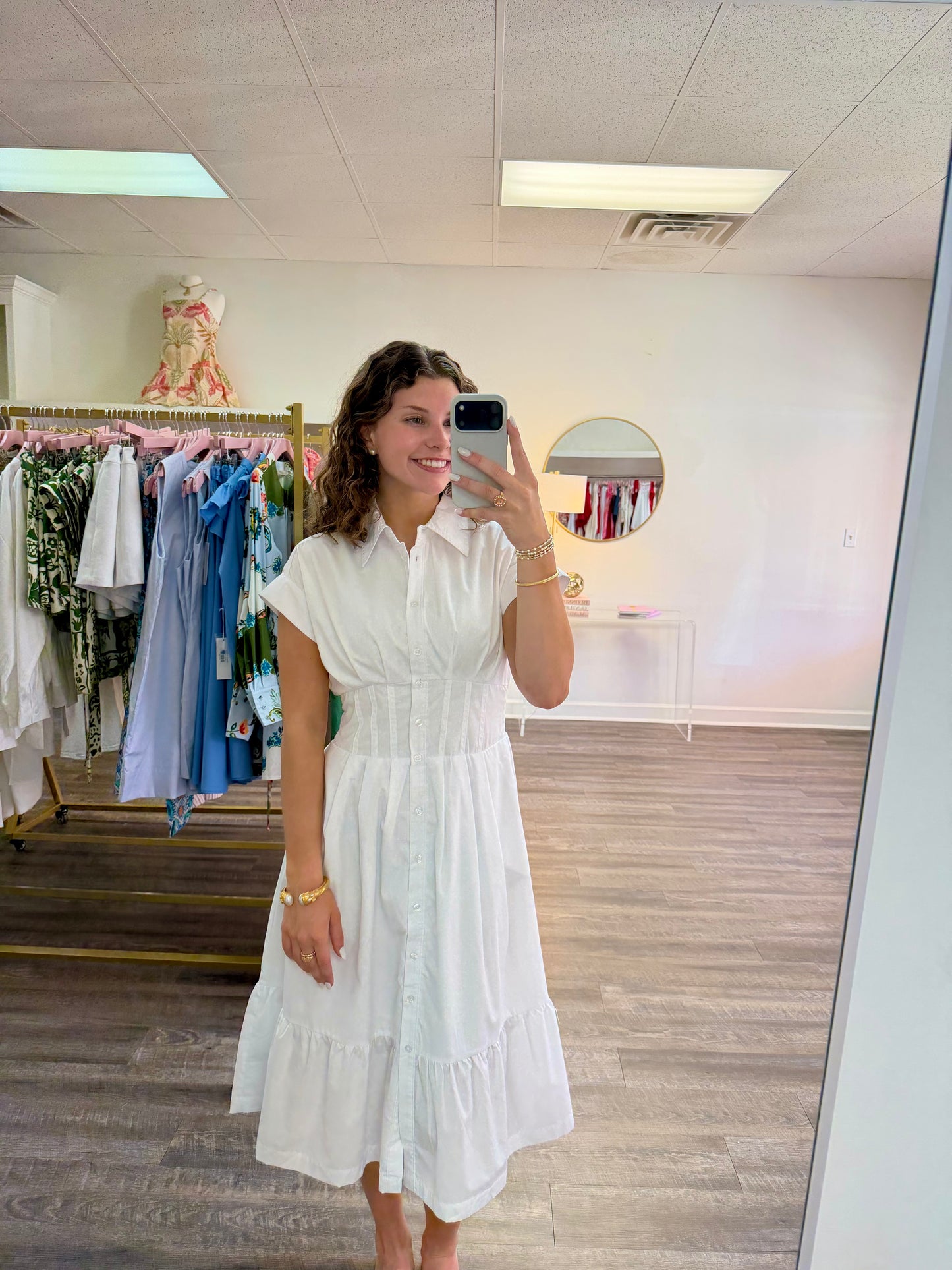 Emily Midi Dress - Optic White