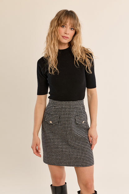 Turtleneck Short Sleeve Sweater - Black