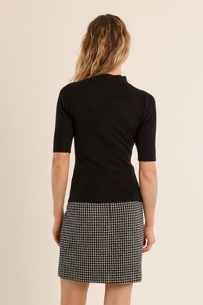 Turtleneck Short Sleeve Sweater - Black