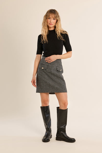 Turtleneck Short Sleeve Sweater - Black