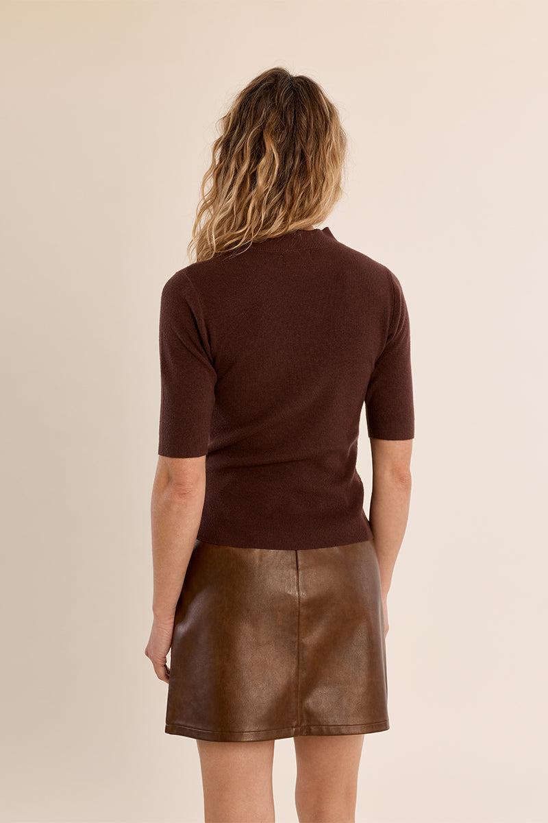 Margot Short Sleeve Sweater - Chocolate