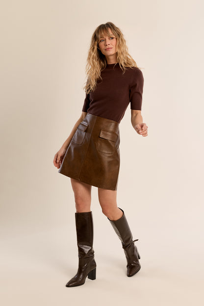 Margot Short Sleeve Sweater - Chocolate