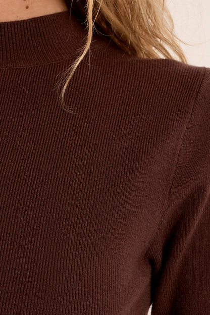 Margot Short Sleeve Sweater - Chocolate