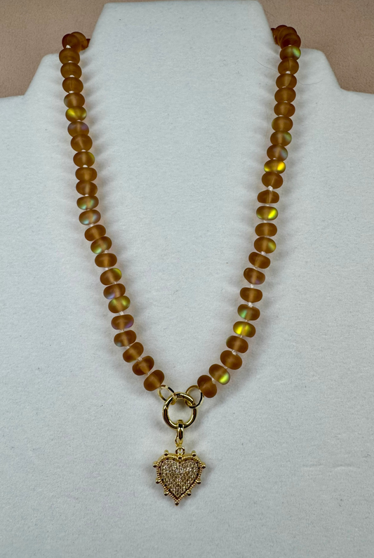 Orange Heart Necklace