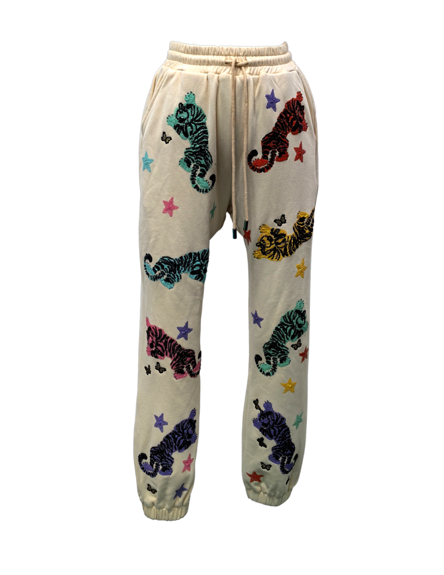 Queen of Sparkles Beige Multi Crawling Tiger & Star Jogger