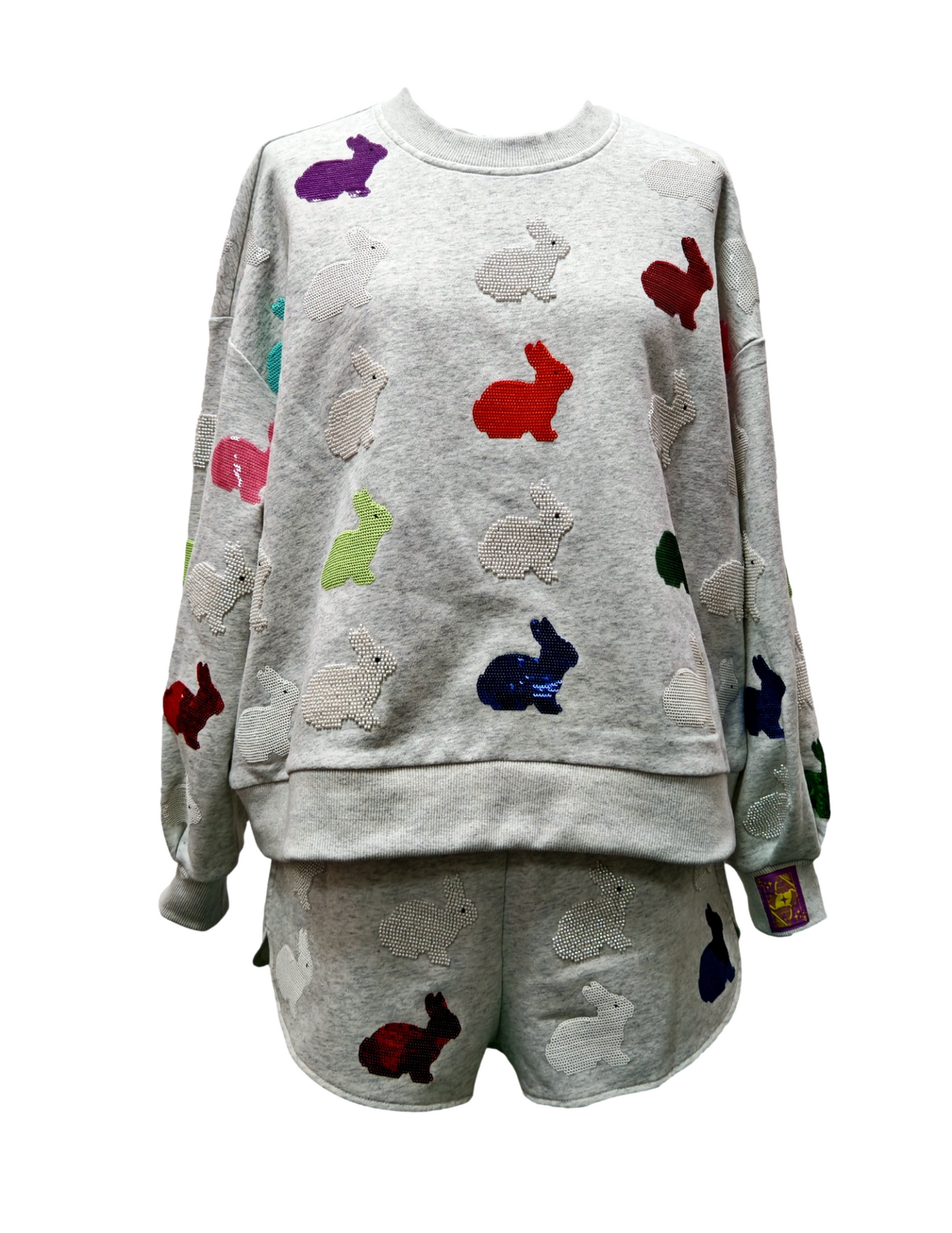 Queen of Sparkles Grey Multi Bunny Sweatshirt