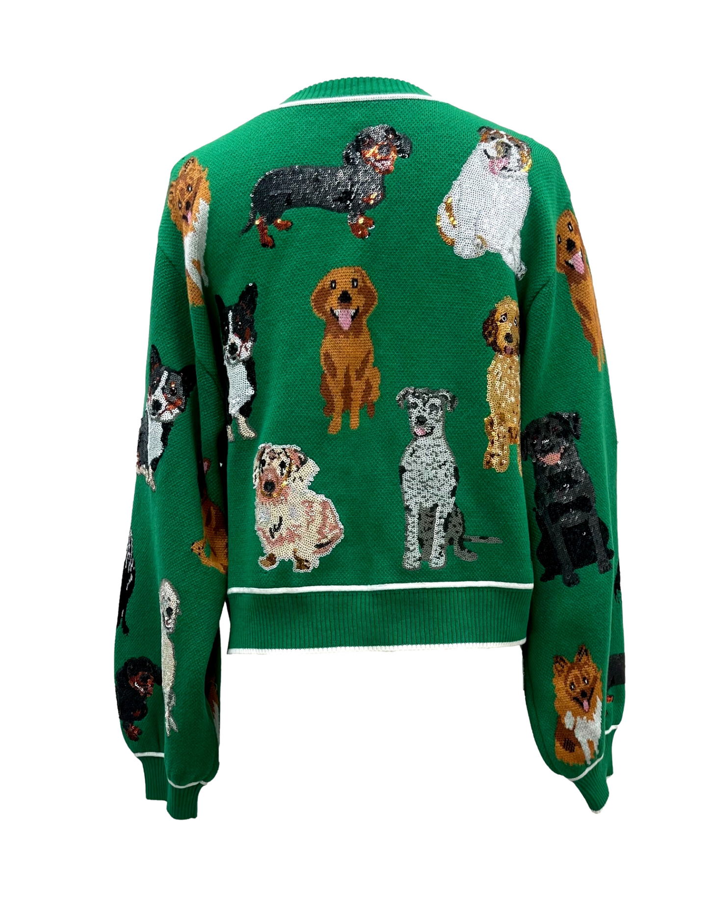 Queen of Sparkles Green Dog Button Up Cardigan