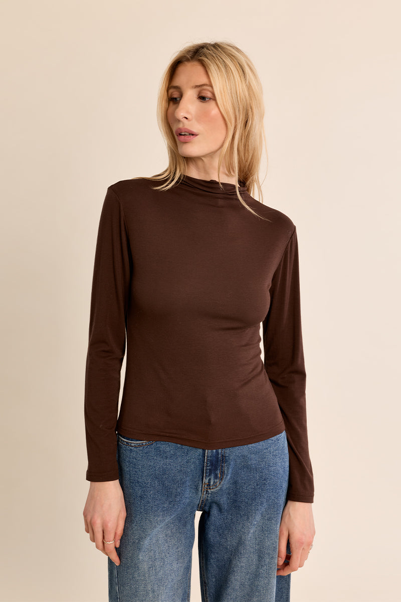 Everyday Knitted Long Sleeve Sweater - Chocolate