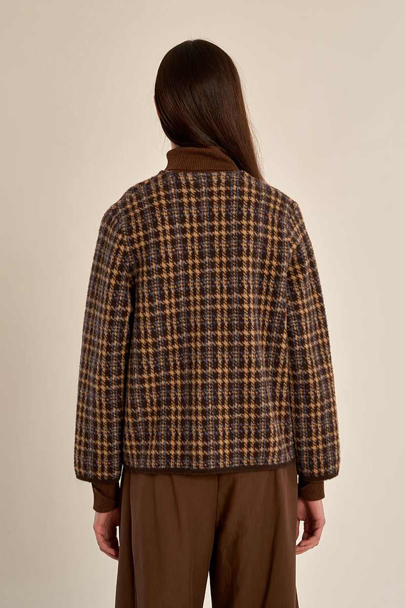 Plaid Officer Jacket - Chocolate
