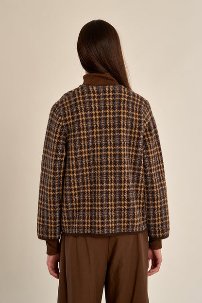 Plaid Officer Jacket - Chocolate