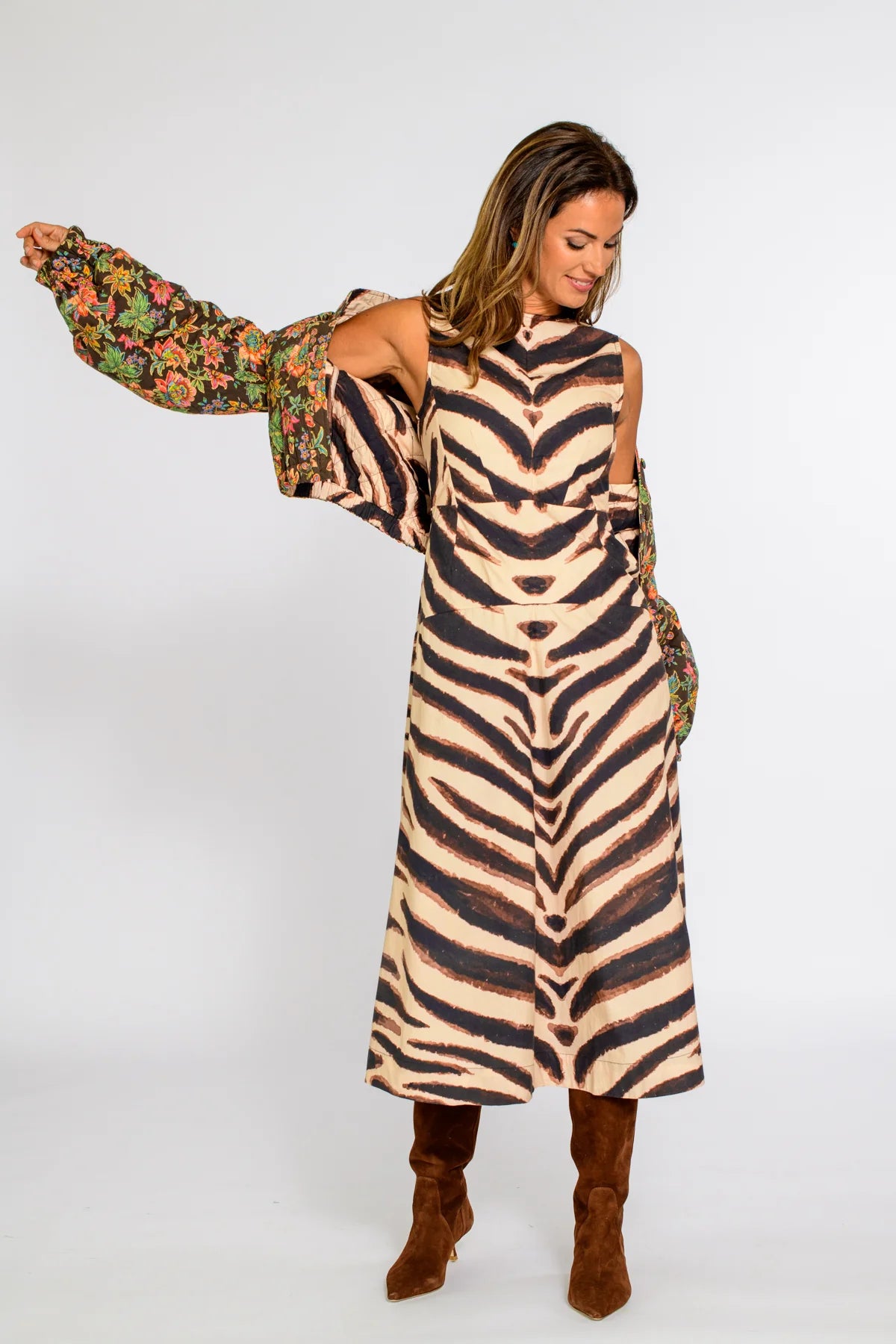 Reversible Frankie Bomber - Wallflower Brown/Zebra