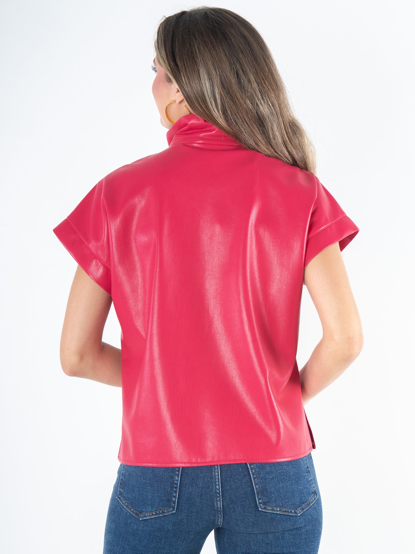 Emily McCarthy Poppy Pullover - Rose Red Faux Leather