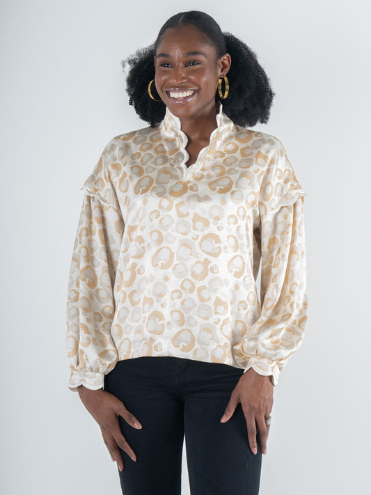 Emily McCarthy Orchid Top - Neutral Freckle Spot Cheetah