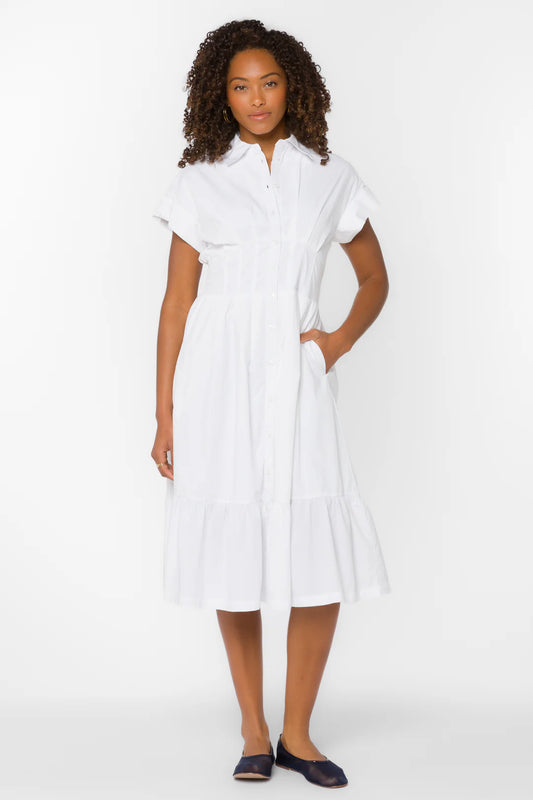 Emily Midi Dress - Optic White