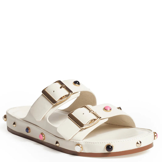Ellie Two-Strap Flat Sandal - Alabaster