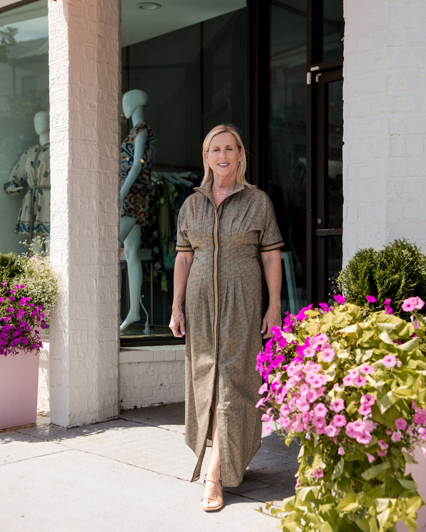 Georgia Dress - Green Tonal Monogram
