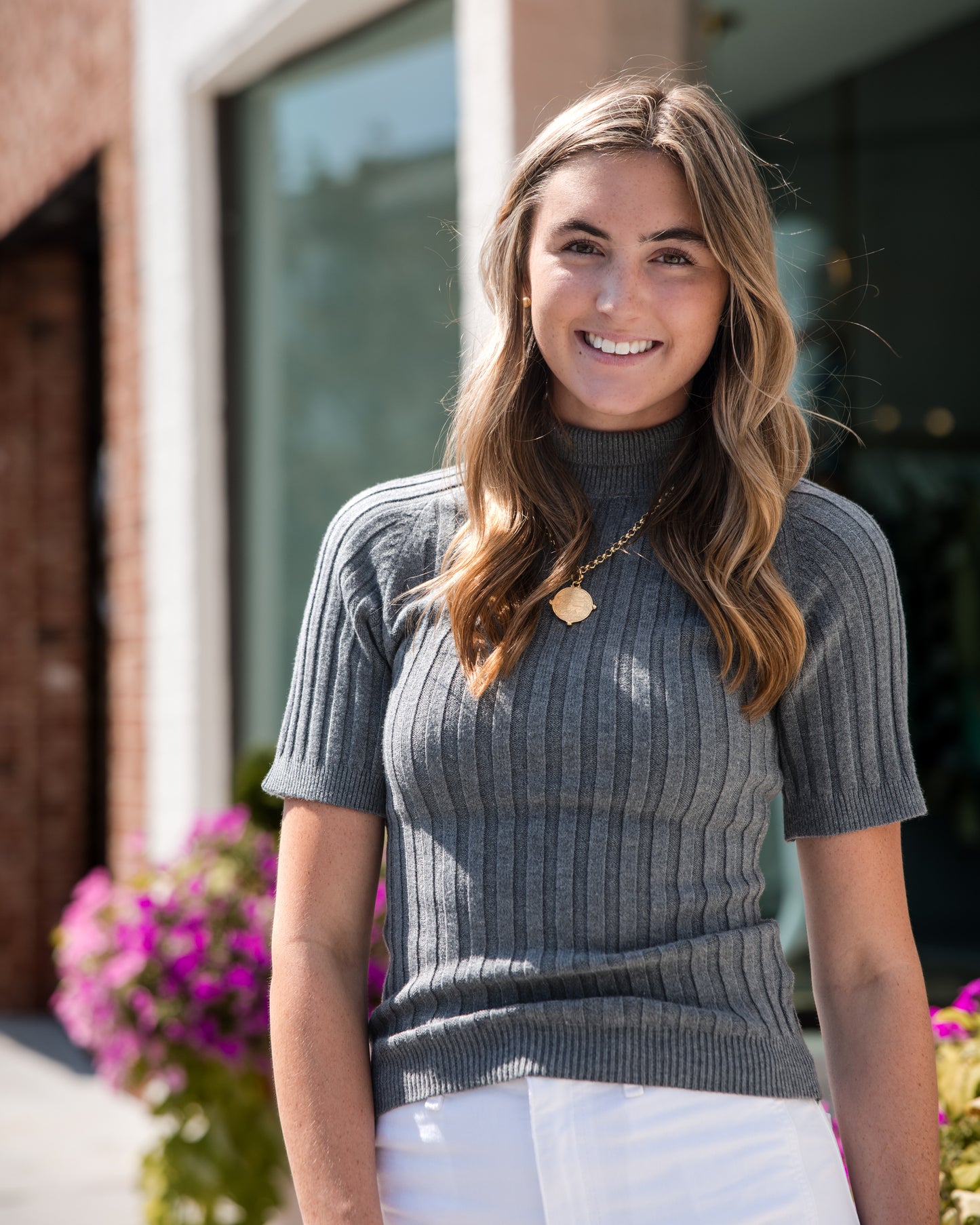 Oliver Turtleneck Knit Top - Grey Melange