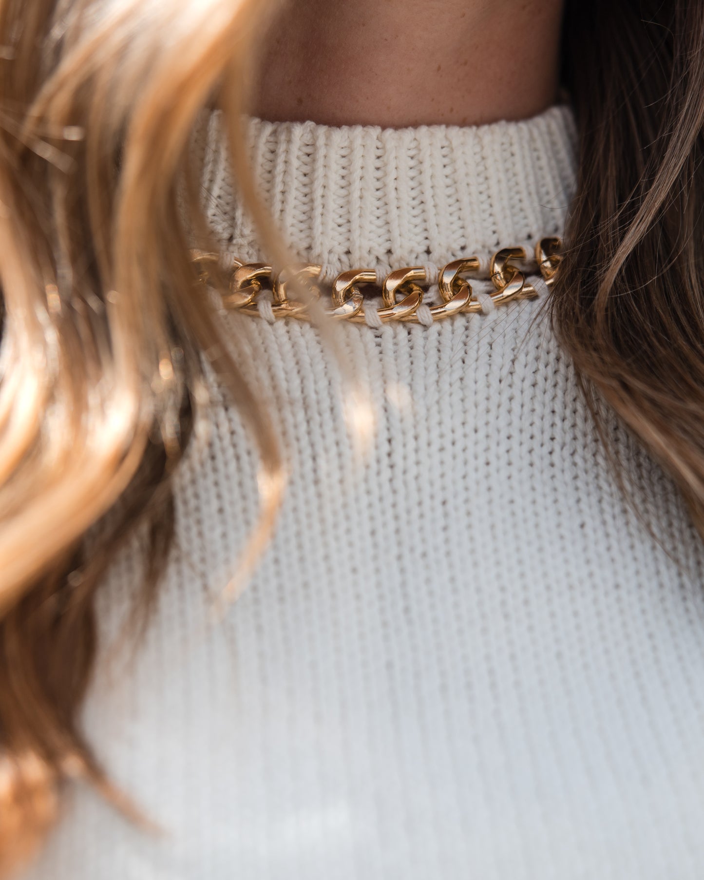Savoy Chain Detail Sweater Tank Top - Ivory