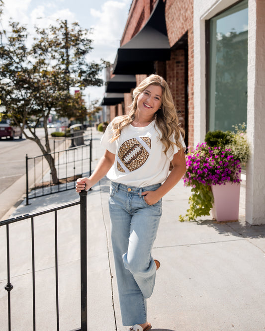 Queen of Sparkles White Jeweled Football Tee Shirt