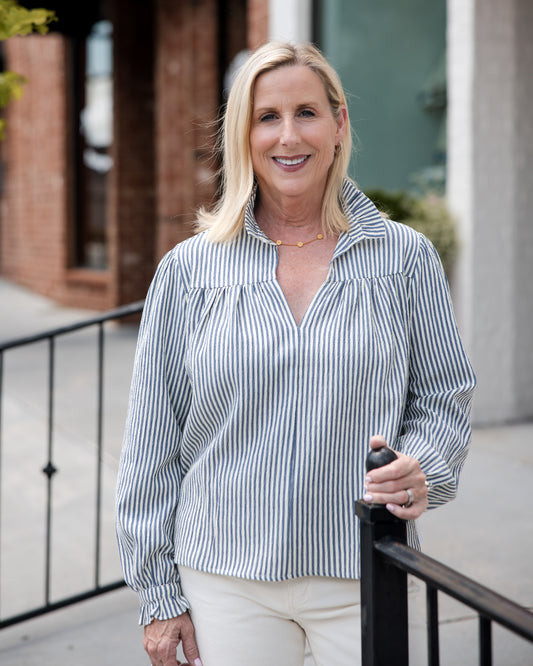 Somerset Blouse - Blue Stripe