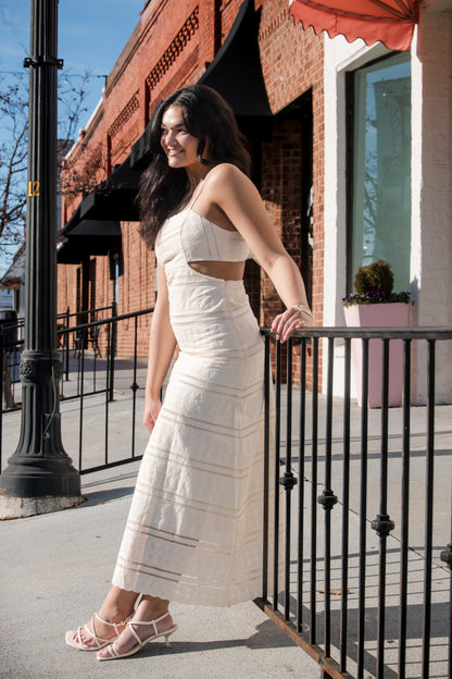 Eyelet Lace Maxi Dress - Natural