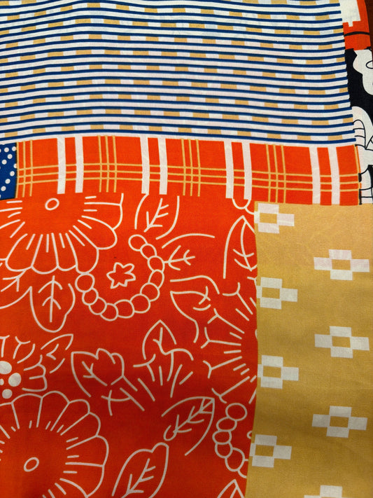 Vibrant Floral Geometric Pattern Scarf - Orange