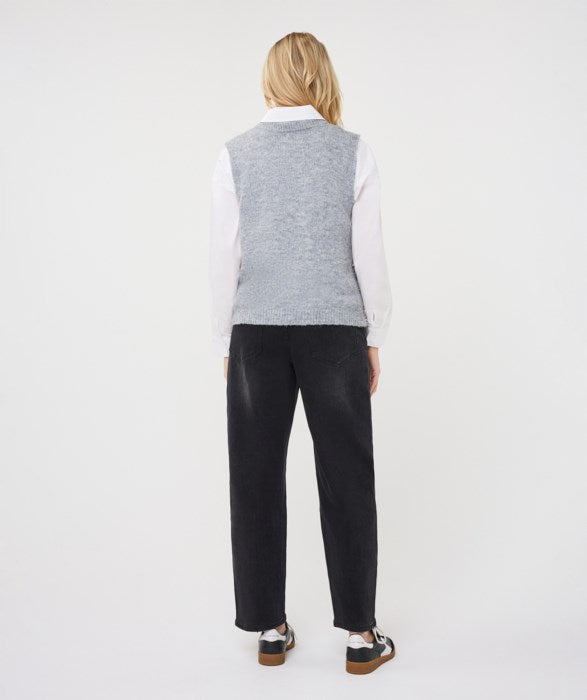 Sleeveless Diamond Gilet - Light Grey