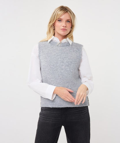 Sleeveless Diamond Gilet - Light Grey
