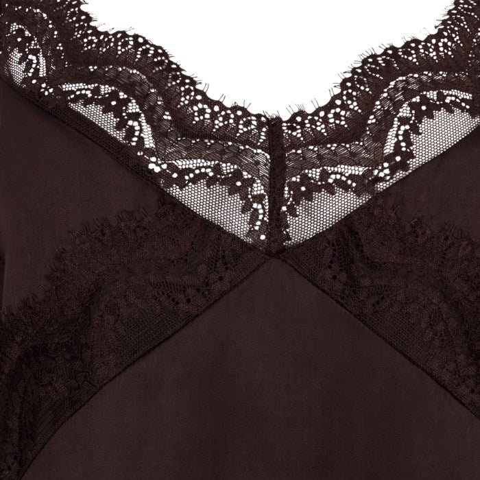 Satin Lace Camisole Top - Cacao