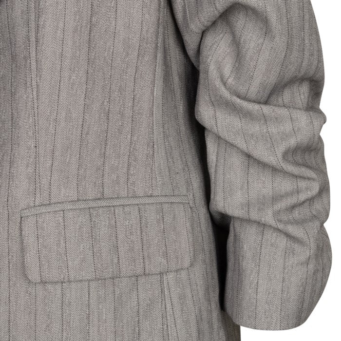 Herringbone 3/4 Sleeve Blazer - Light Grey