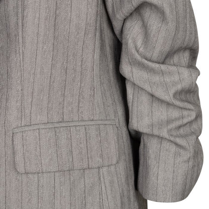 Herringbone 3/4 Sleeve Blazer - Light Grey