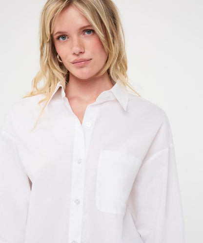 Oversized Pocket Poplin Blouse - Off White