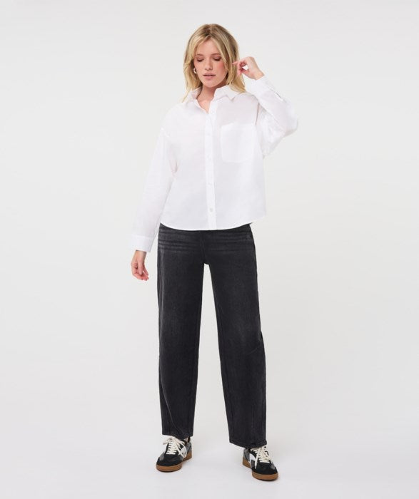Oversized Pocket Poplin Blouse - Off White