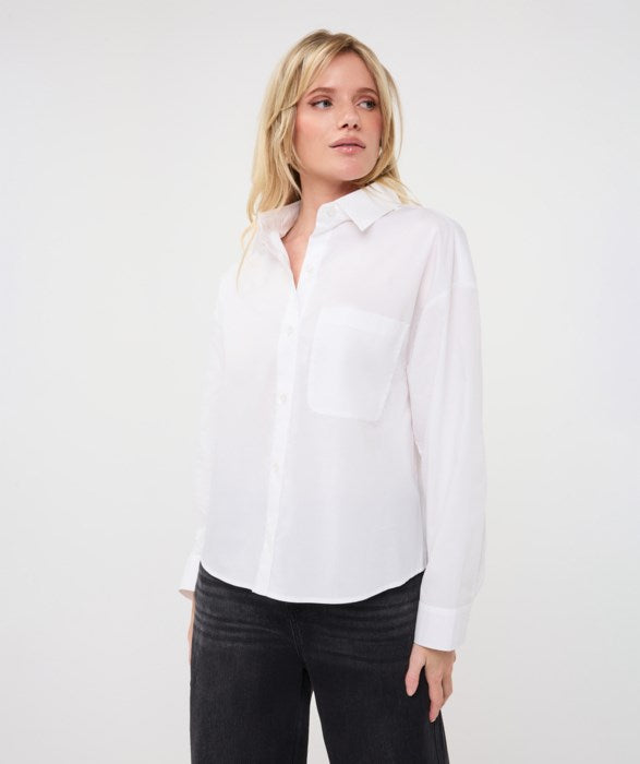 Oversized Pocket Poplin Blouse - Off White